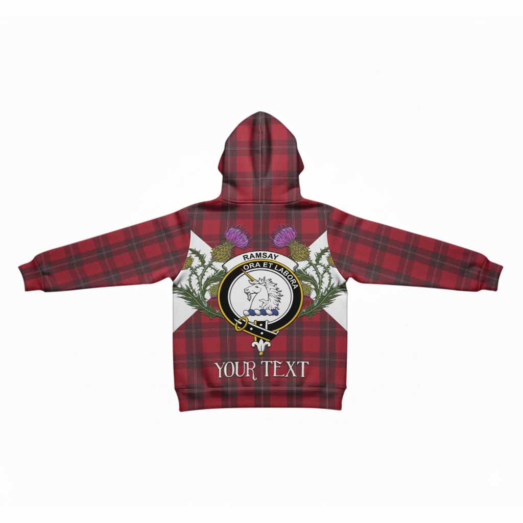 Ramsay Tartan Family Crest Kid Hoodie Scottish Burns Night Thistle Floral