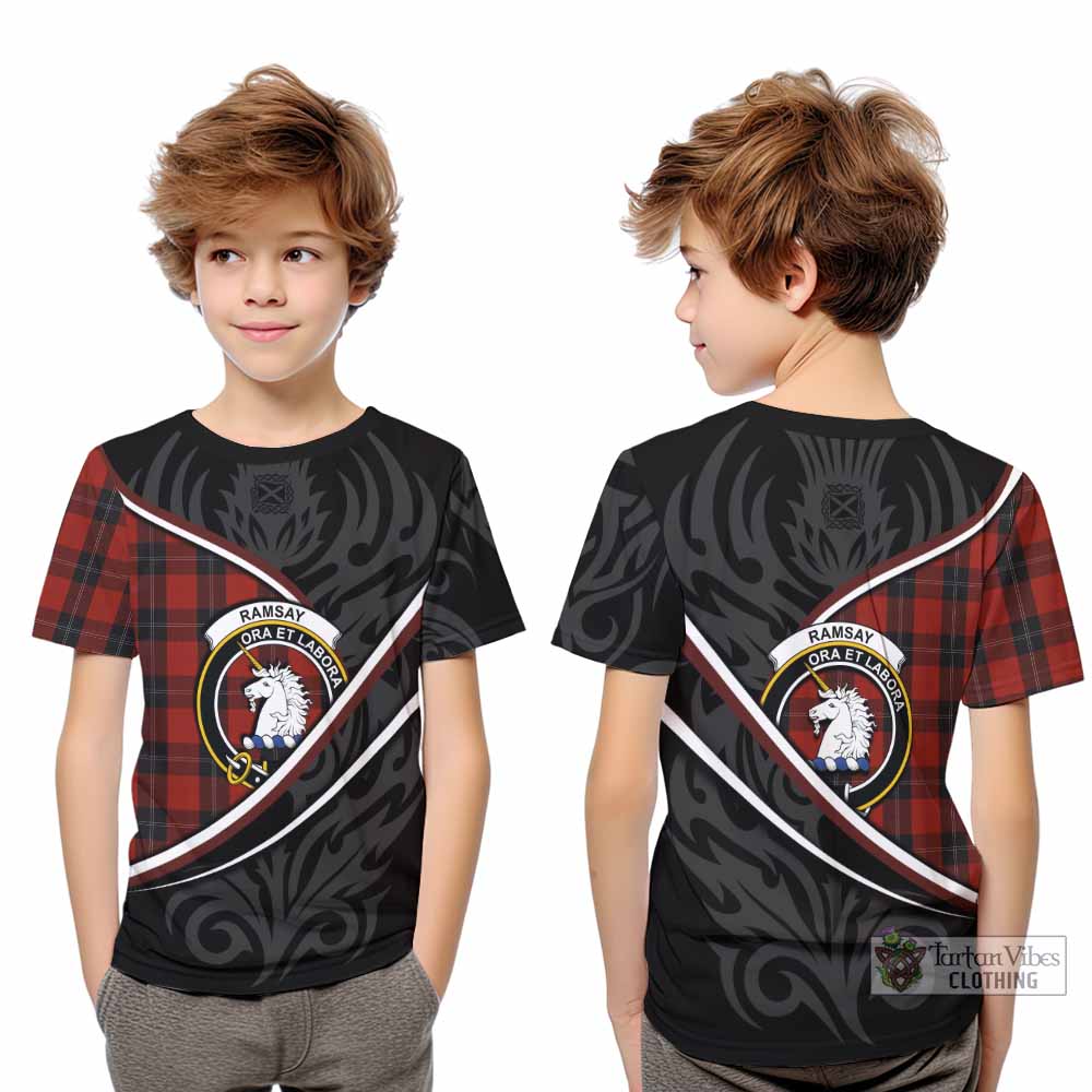 Ramsay Tartan Family Crest Kid T-shirt Celtic Scottish Thistle Floral - Tartan Vibes Clothing