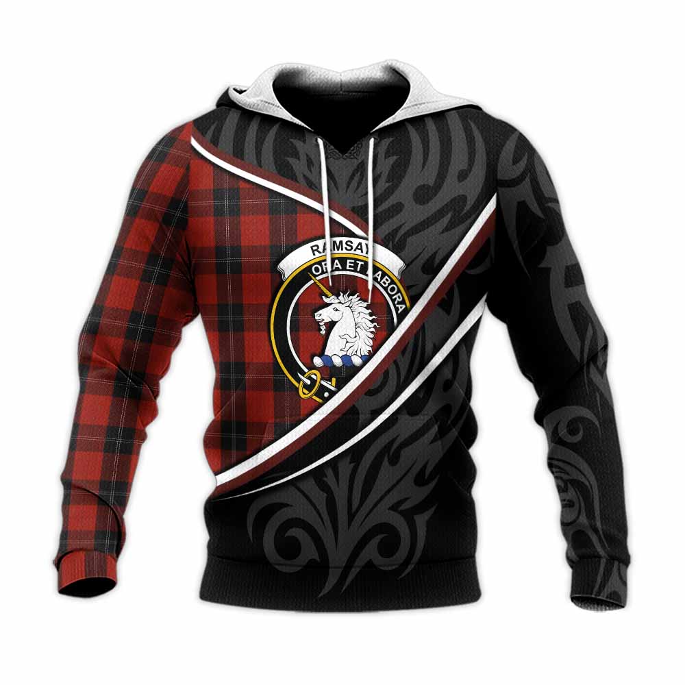 Ramsay Tartan Family Crest Knitted Hoodie Celtic Scottish Thistle Floral - Tartan Vibes Clothing