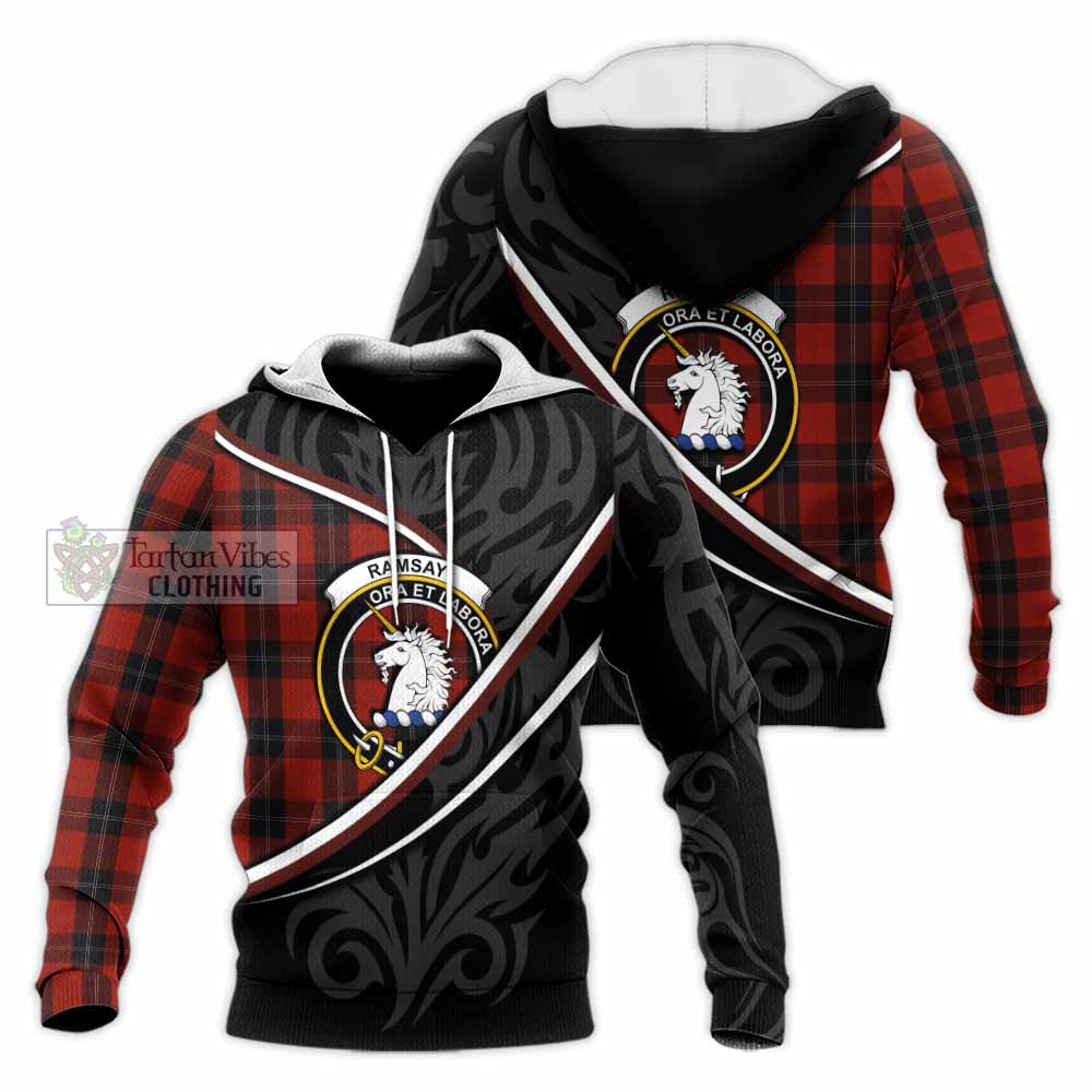 Ramsay Tartan Family Crest Knitted Hoodie Celtic Scottish Thistle Floral - Tartan Vibes Clothing