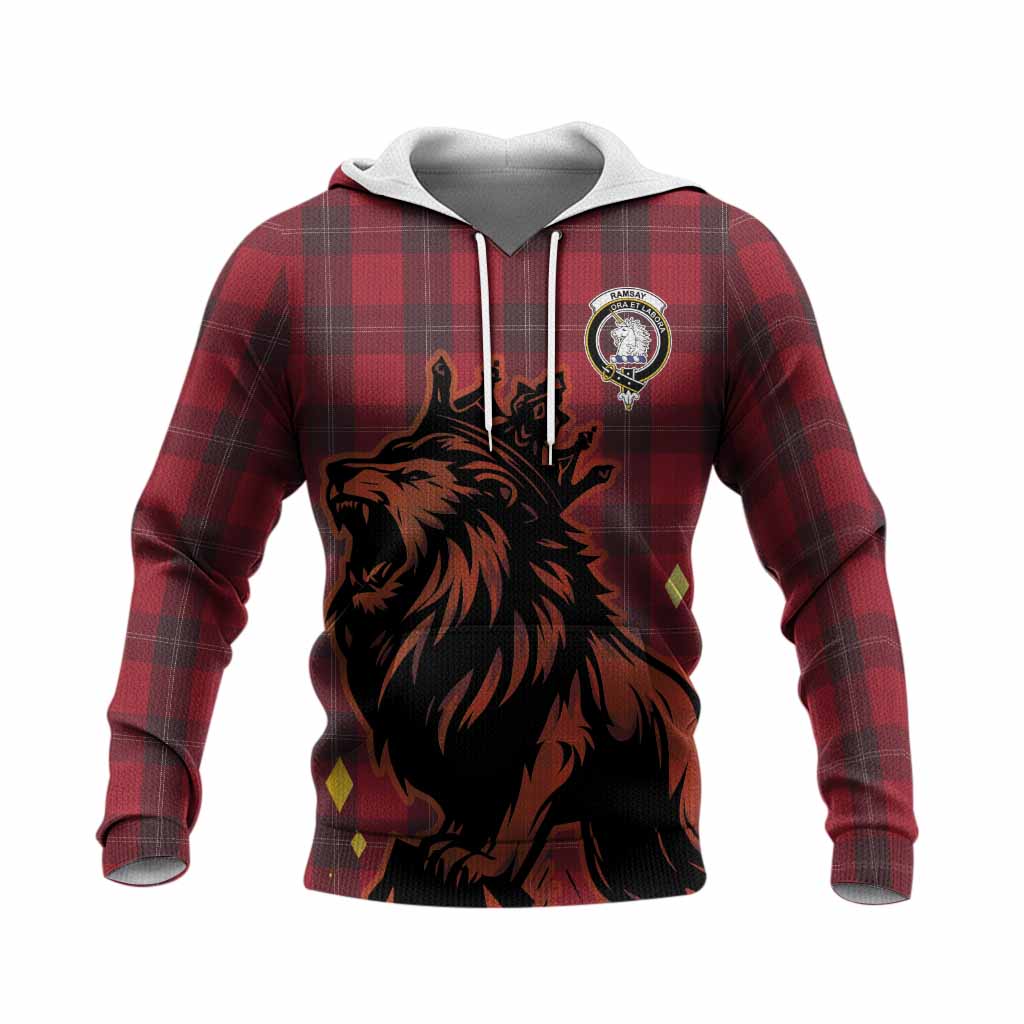 Ramsay Tartan Family Crest Knitted Hoodie Crowned Lion Roaring