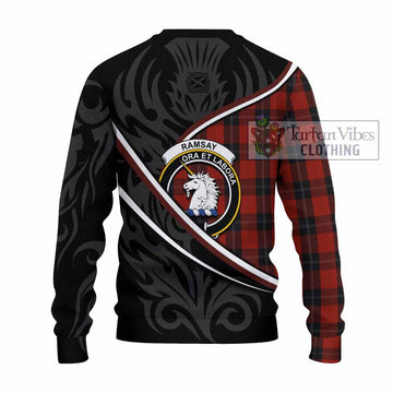Ramsay Tartan Family Crest Knitted Sweater Celtic Scottish Thistle Floral