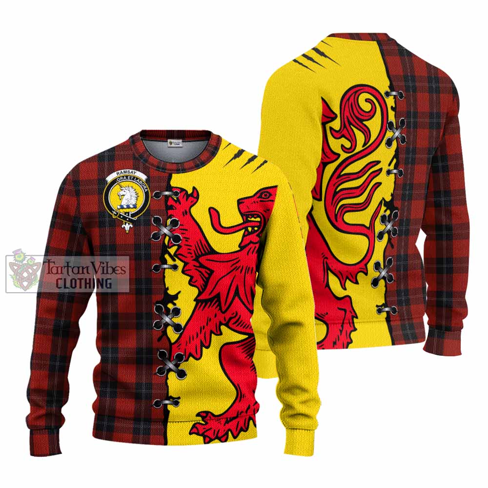 Ramsay Tartan Family Crest Knitted Sweater Lion Rampant Honor - Tartan Vibes Clothing