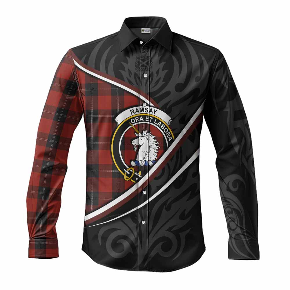 Ramsay Tartan Family Crest Long Sleeve Button Shirts Celtic Scottish Thistle Floral - Tartan Vibes Clothing