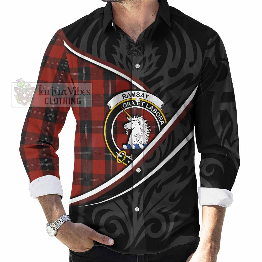 Ramsay Tartan Family Crest Long Sleeve Button Shirts Celtic Scottish Thistle Floral - Tartan Vibes Clothing
