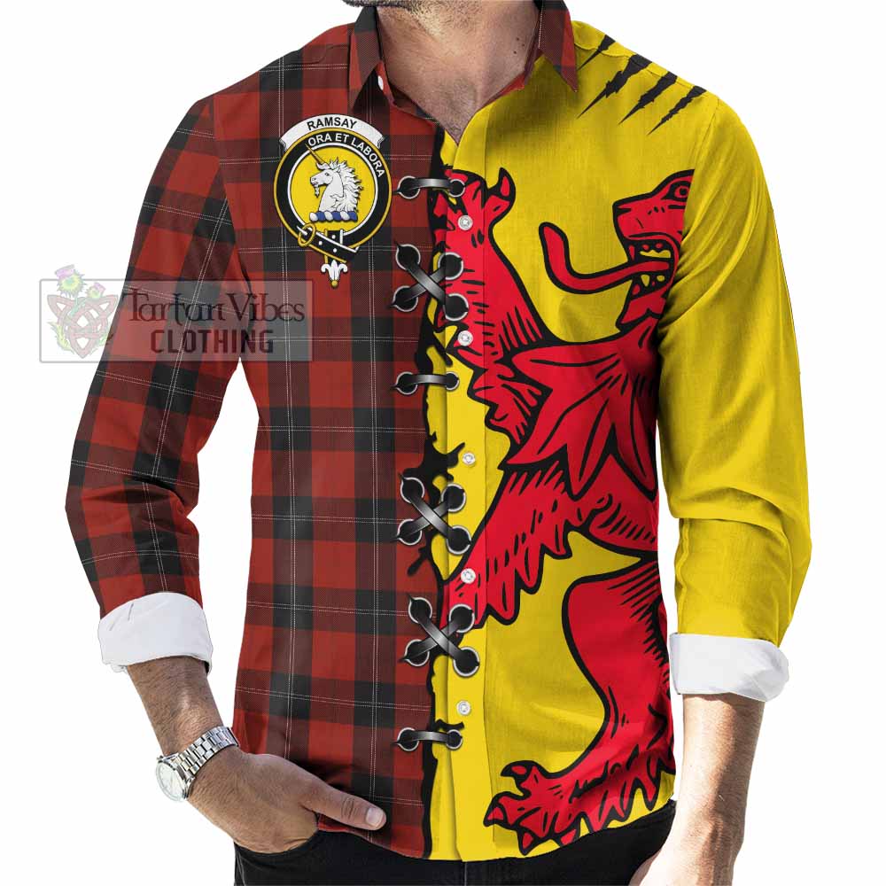 Ramsay Tartan Family Crest Long Sleeve Button Shirts Lion Rampant Honor - Tartan Vibes Clothing
