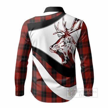 Ramsay Tartan Family Crest Long Sleeve Button Shirts Scottish Red Deer Curves Style