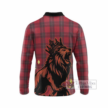 Ramsay Tartan Family Crest Long Sleeve Polo Shirt Crowned Lion Roaring