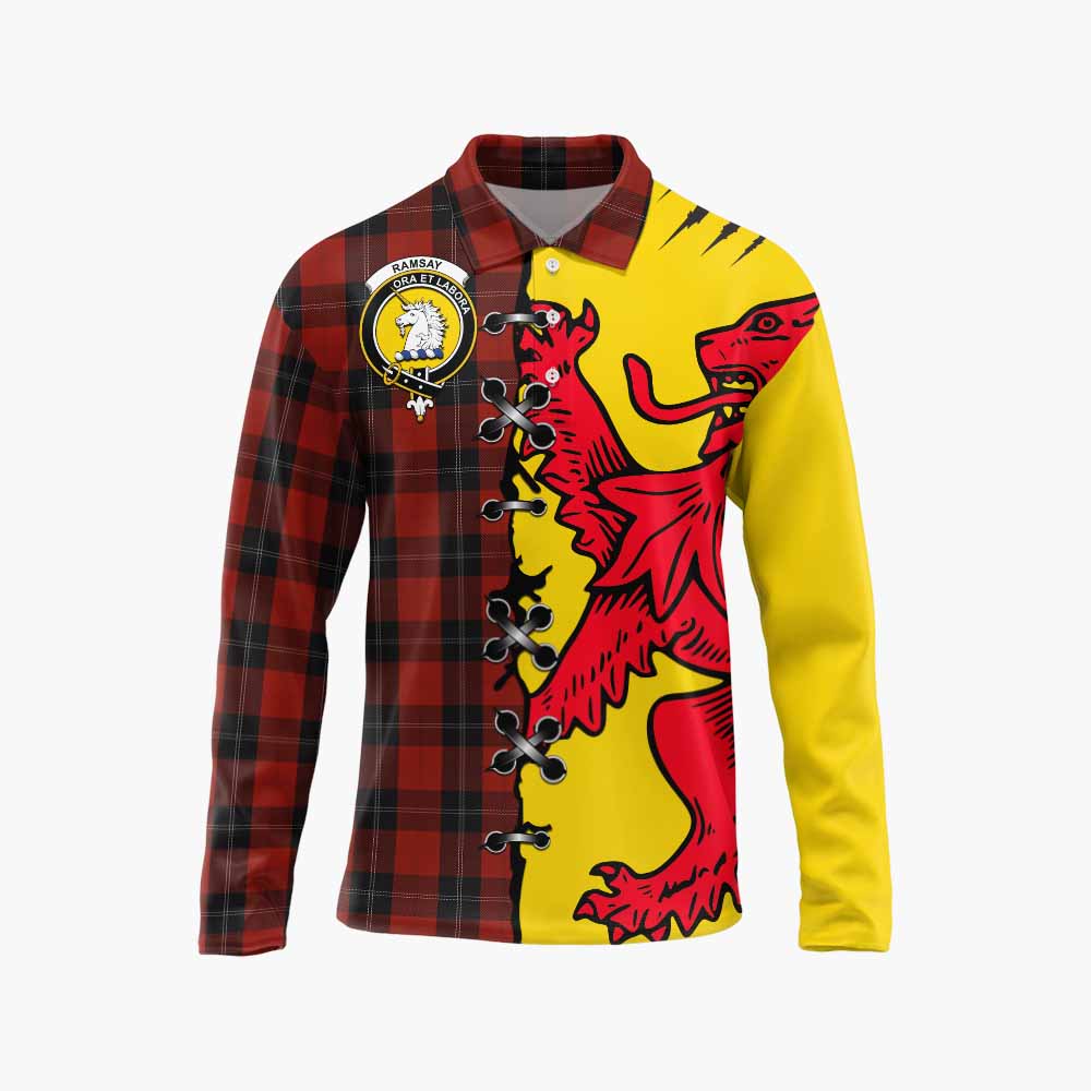 Ramsay Tartan Family Crest Long Sleeve Polo Shirt Lion Rampant Honor - Tartan Vibes Clothing