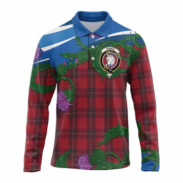 Ramsay Tartan Family Crest Long Sleeve Polo Shirt Thistle in Minimalism