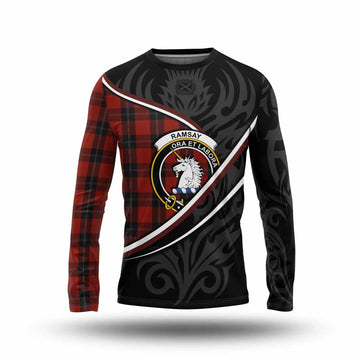Ramsay Tartan Family Crest Long Sleeve T-Shirt Celtic Scottish Thistle Floral