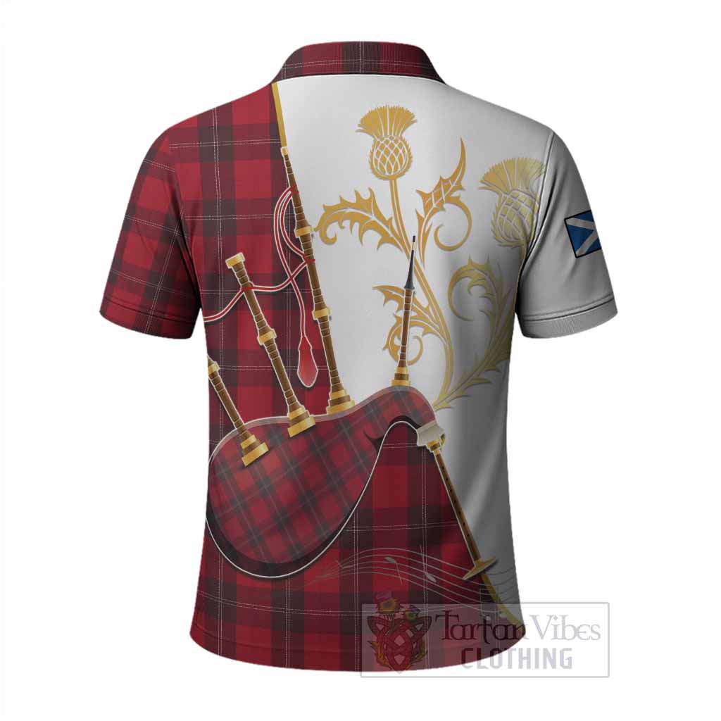 Ramsay Tartan Family Crest Polo Shirt Bagpipes with Scottish Thistle
