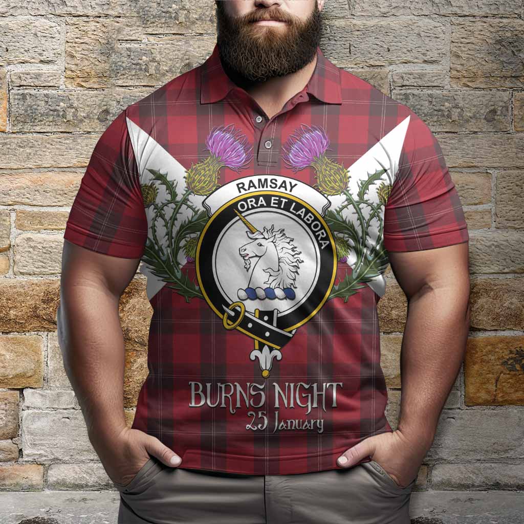 Ramsay Tartan Family Crest Polo Shirt Scottish Burns Night Thistle Floral