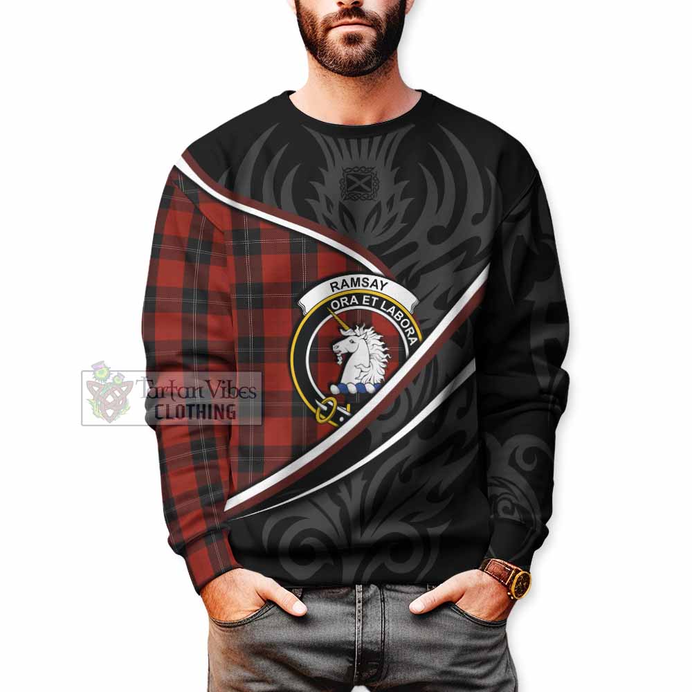 Ramsay Tartan Family Crest Sweatshirt Celtic Scottish Thistle Floral - Tartan Vibes Clothing