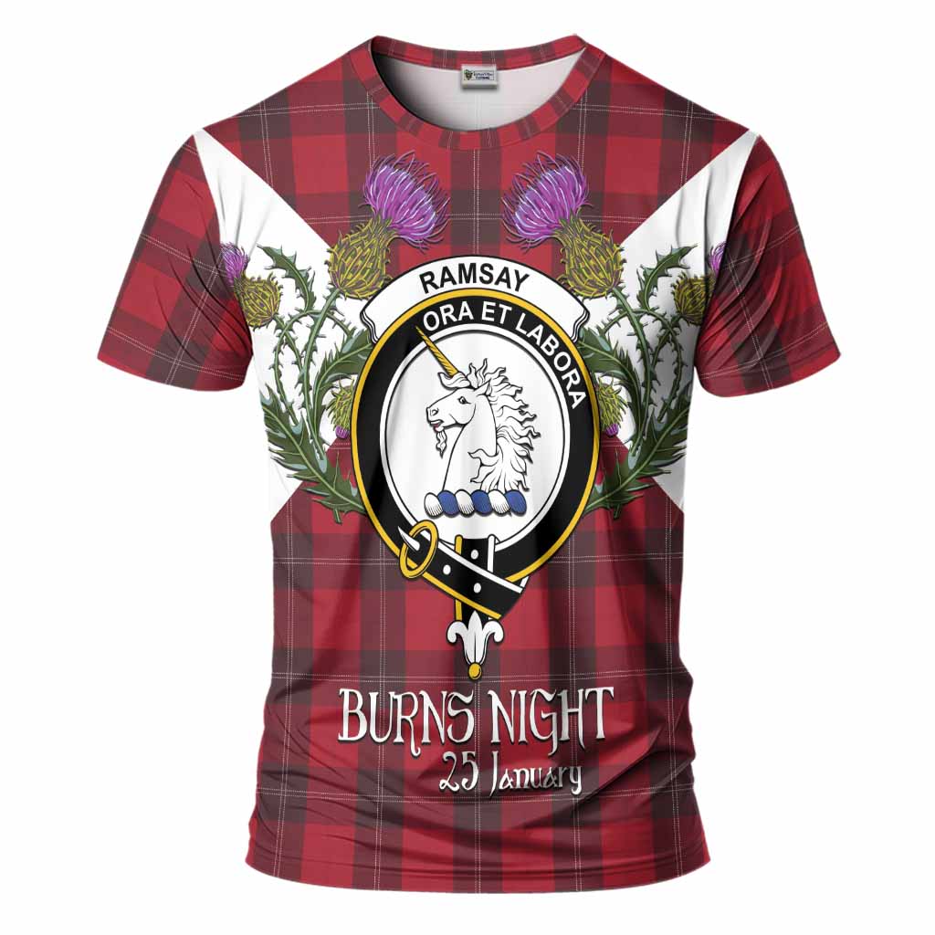 Ramsay Tartan Family Crest T-Shirt Scottish Burns Night Thistle Floral