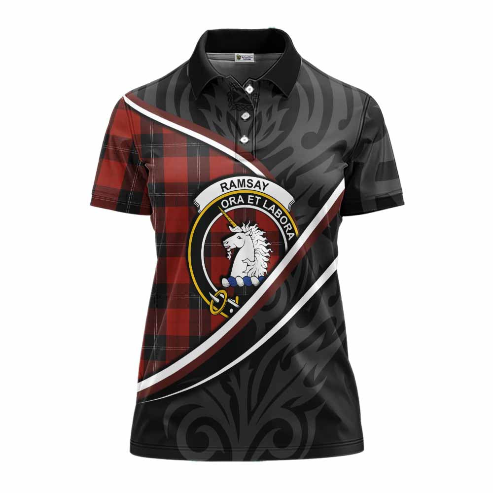 Ramsay Tartan Family Crest Women's Polo Shirt Celtic Scottish Thistle Floral - Tartan Vibes Clothing