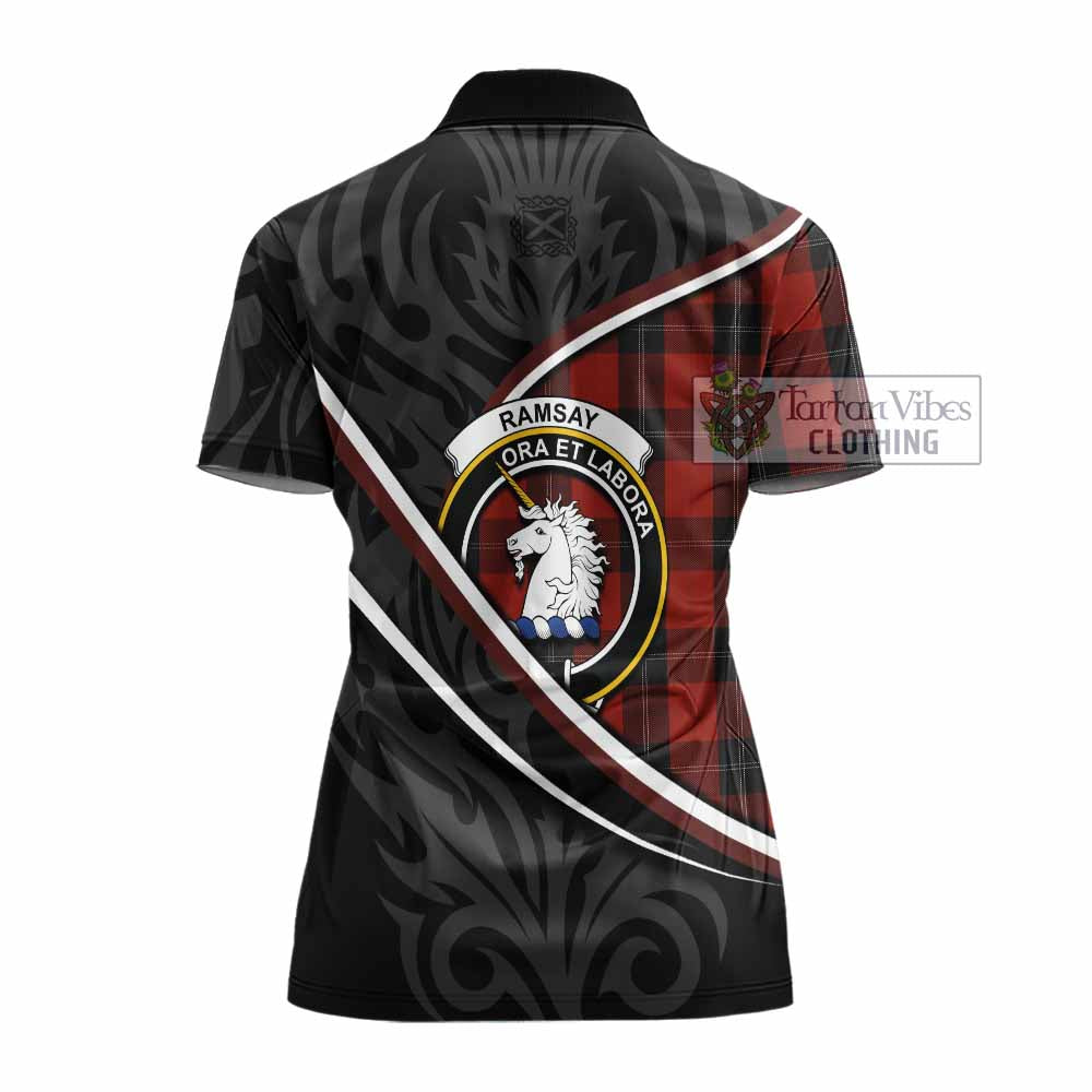 Ramsay Tartan Family Crest Women's Polo Shirt Celtic Scottish Thistle Floral - Tartan Vibes Clothing