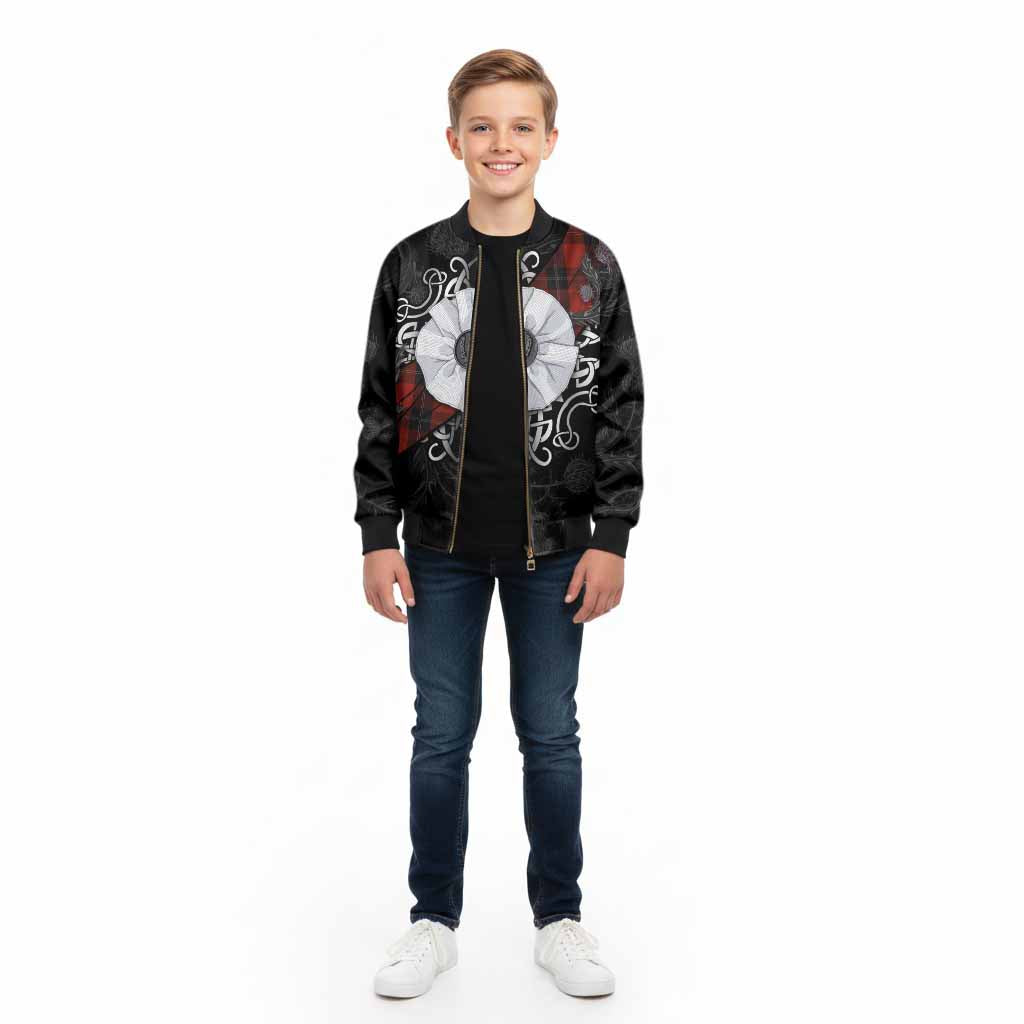 Ramsay Tartan Kid Bomber Jacket Jacobite White Rose - Tartan Vibes Clothing