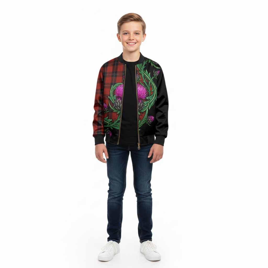Ramsay Tartan Kid Bomber Jacket Resilient Scottish Thistle - Tartan Vibes Clothing