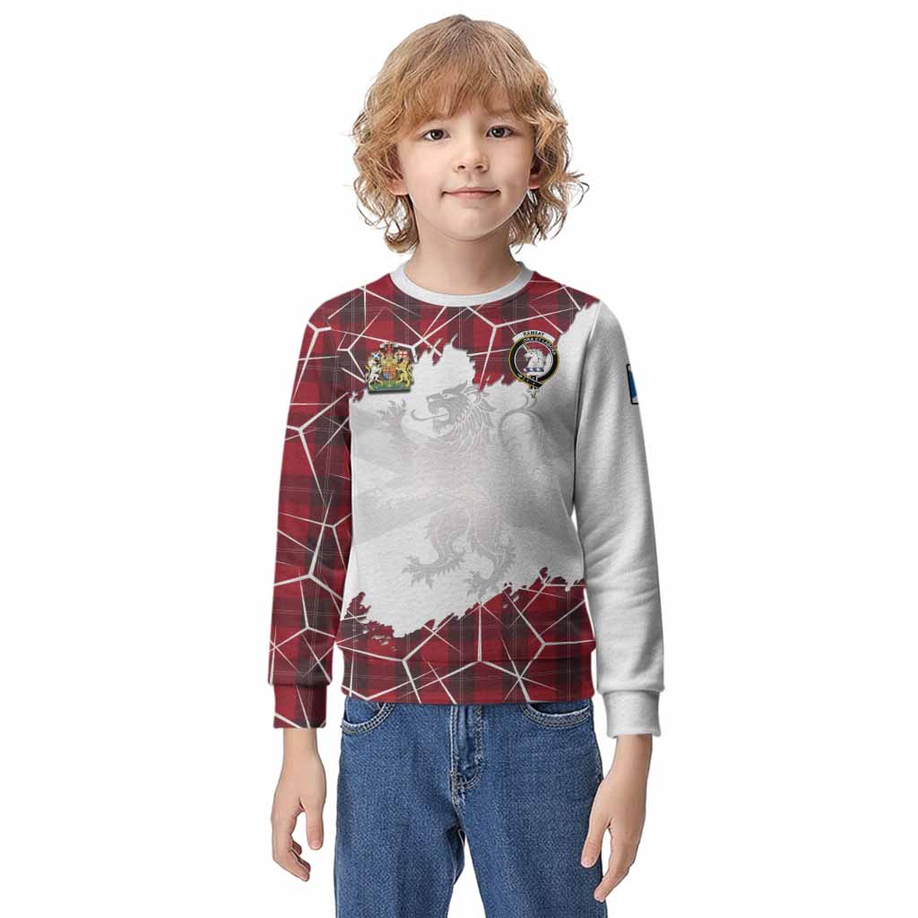 Ramsay Tartan Kid Knitted Sweatshirt with Family Crest and Lion Rampant Grunge Style