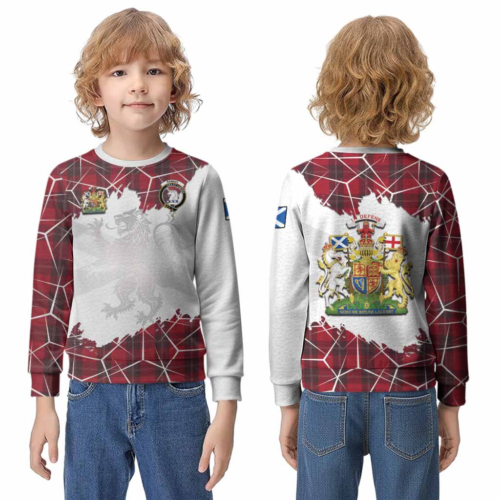 Ramsay Tartan Kid Knitted Sweatshirt with Family Crest and Lion Rampant Grunge Style