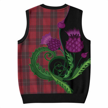 Ramsay Tartan Knitted V-Neck Vest Traditional Scottish Thistle