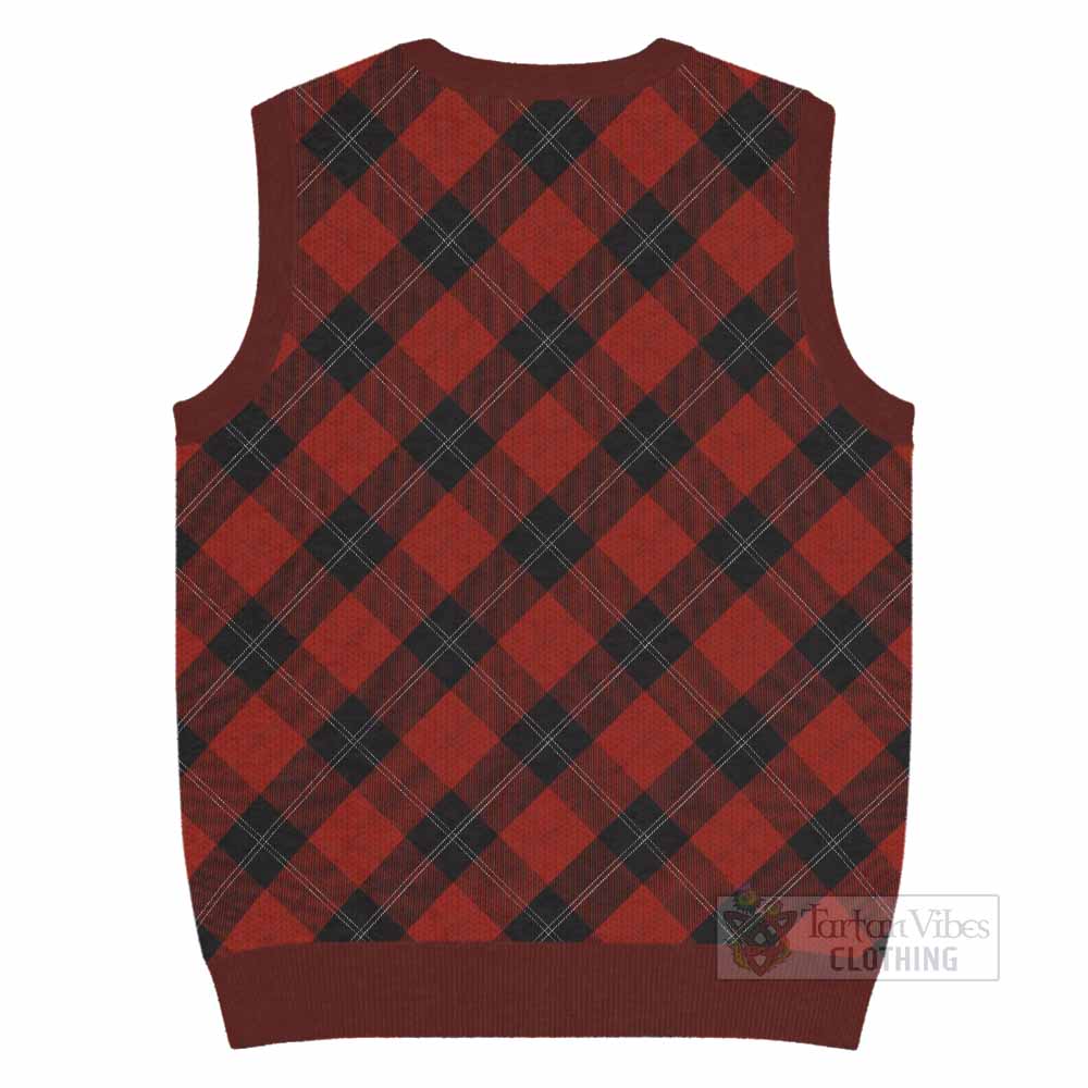 Ramsay Tartan Knitted V-Neck Vest with Family Crest Cross Style