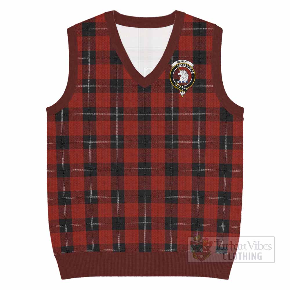 Ramsay Tartan Knitted V-Neck Vest with Family Crest - Tartan Vibes Clothing