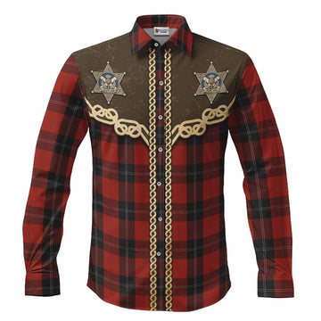 Ramsay Tartan Long Sleeve Button Shirts Bigfoot Riding The Kelpie Monster