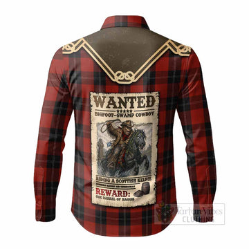 Ramsay Tartan Long Sleeve Button Shirts Bigfoot Riding The Kelpie Monster