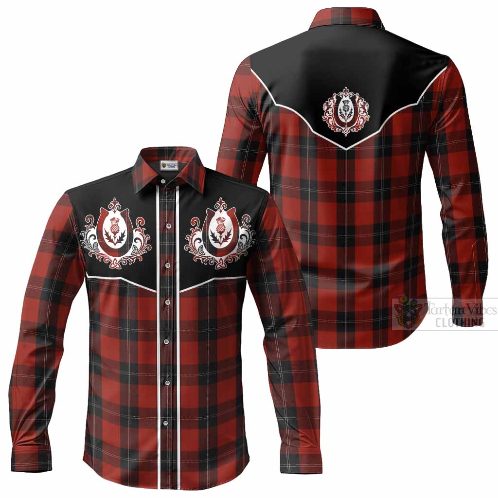 Ramsay Tartan Long Sleeve Button Shirts Horseshoe Ornament Men's Shirt - Tartan Vibes Clothing