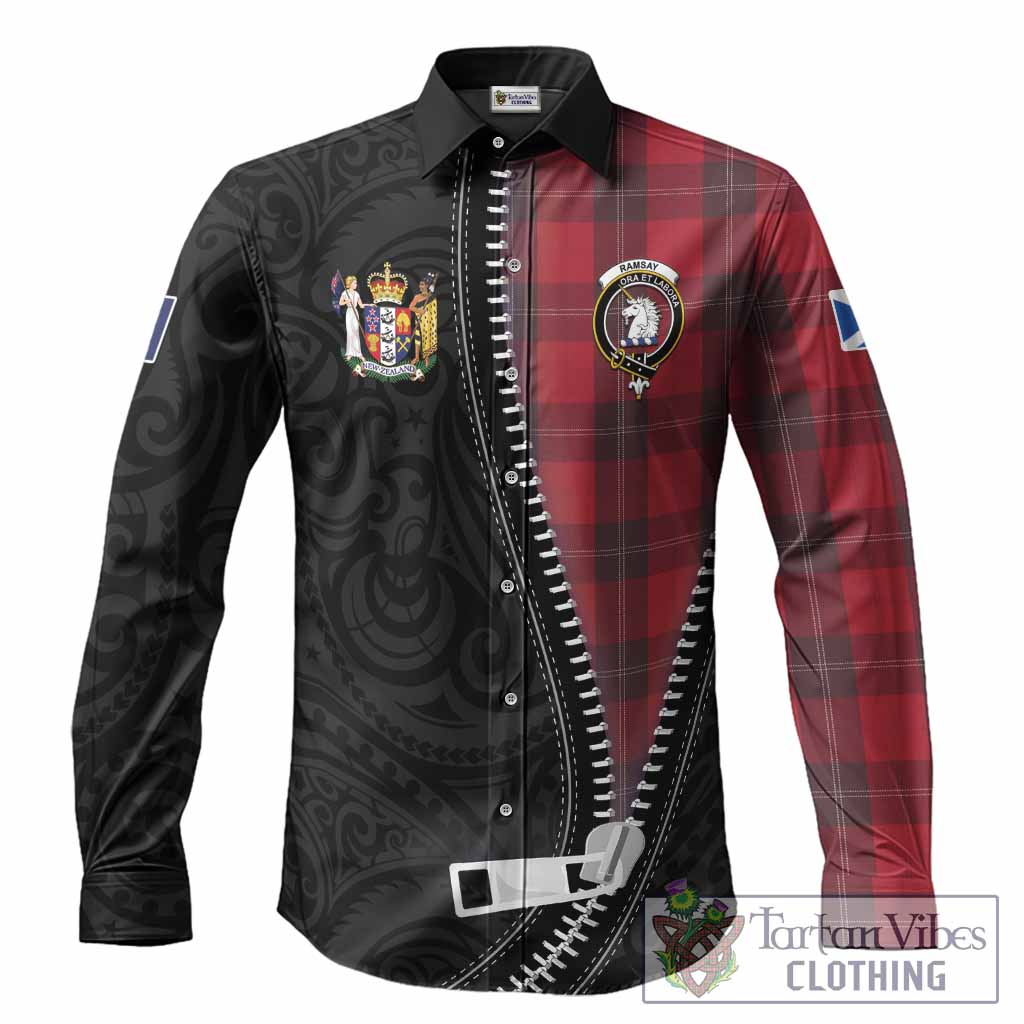Ramsay Tartan Long Sleeve Button Shirts New Zealand Pattern Unique Zipper Stylized