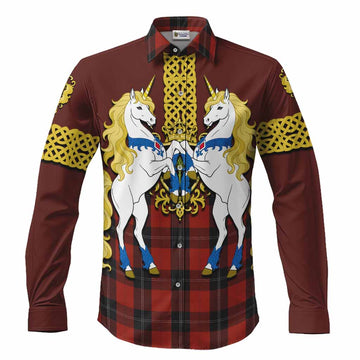 Ramsay Tartan Long Sleeve Button Shirts Unicorn Celtic Knot And Thistle Emblem