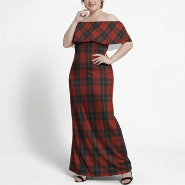 Ramsay Tartan Off Shoulder Ruffle Maxi Dress