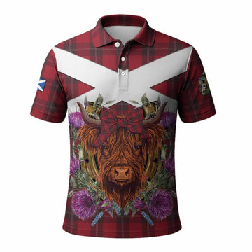 Ramsay Tartan Polo Shirt Scottish Thistle Heilan Coo