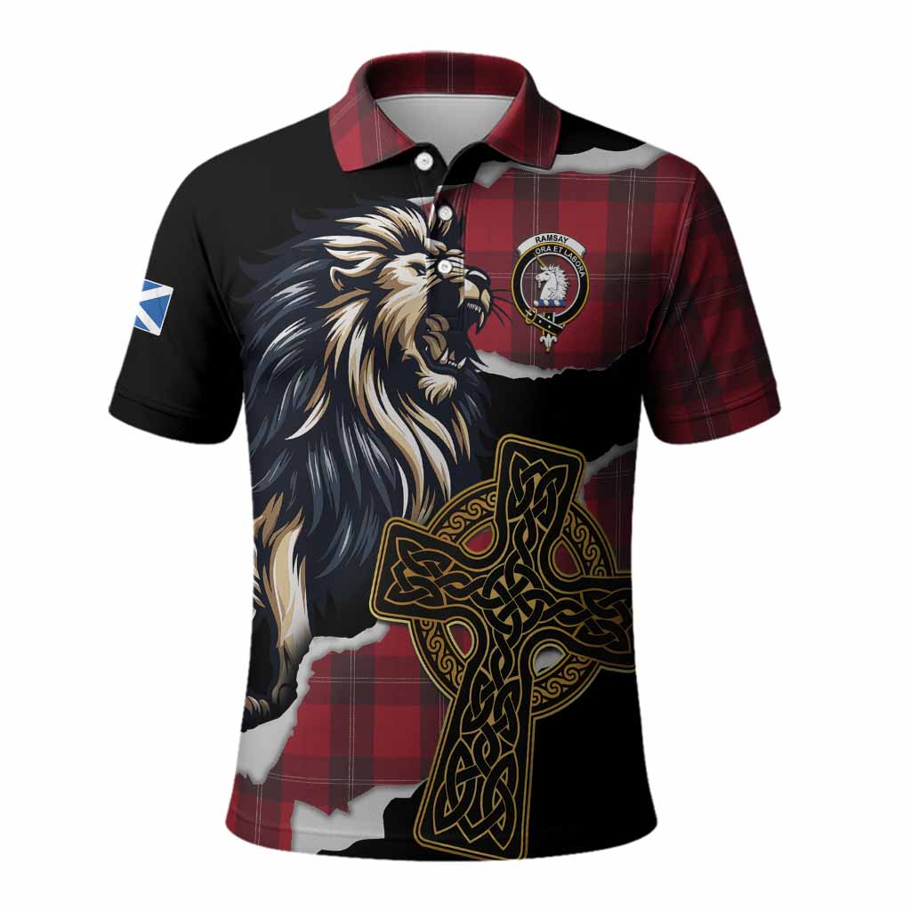 Ramsay Tartan Scottish Polo Shirt Lion Celtic Heritage