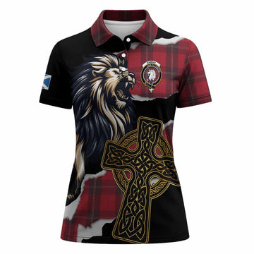 Ramsay Tartan Scottish Women Polo Shirt Lion Celtic Heritage