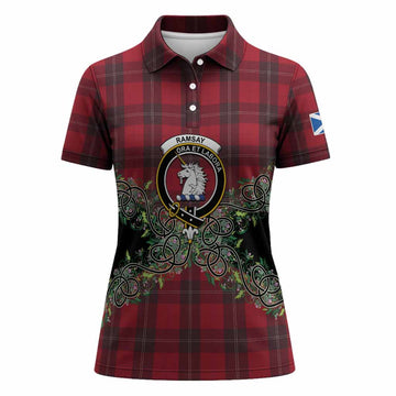 Ramsay Tartan Women Polo Shirt Thistle Scottish Spirit