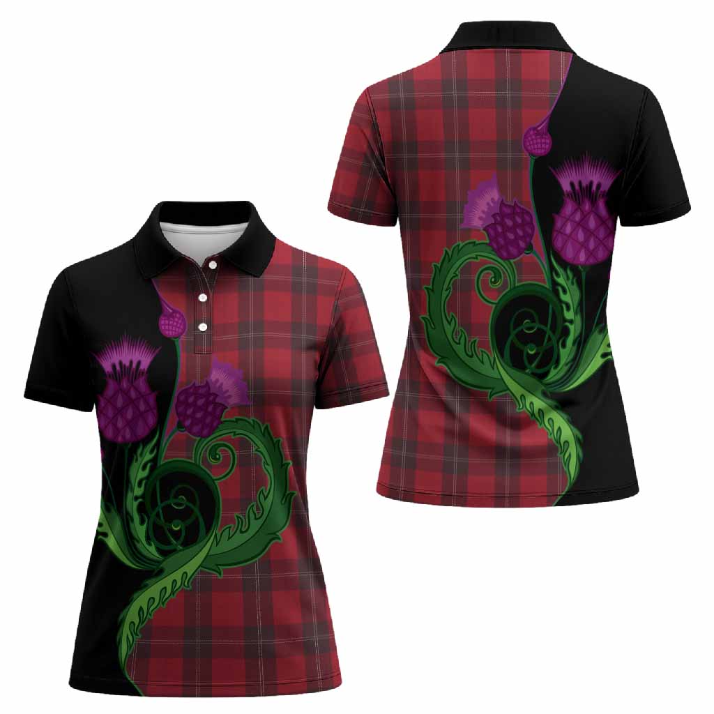 Ramsay Tartan Women Polo Shirt Traditional Scottish Thistle