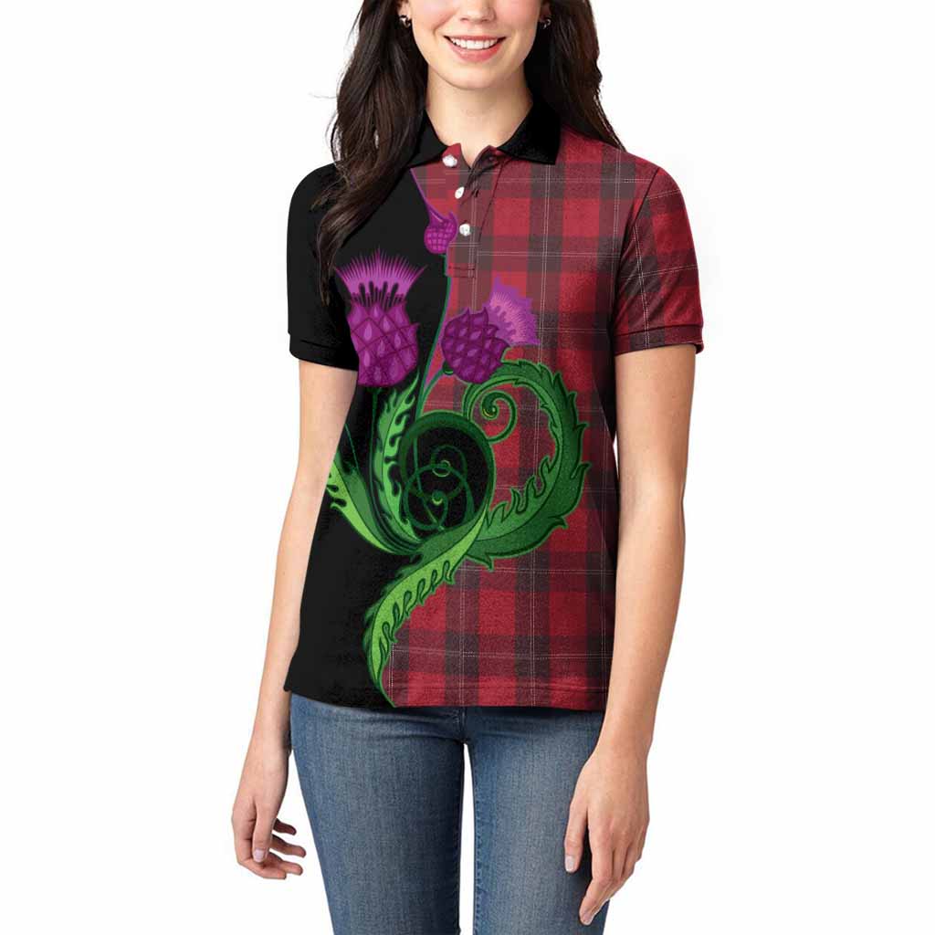Ramsay Tartan Women Polo Shirt Traditional Scottish Thistle