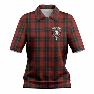 Ramsay Tartan Women’s Polo Sweater Top with Family Crest