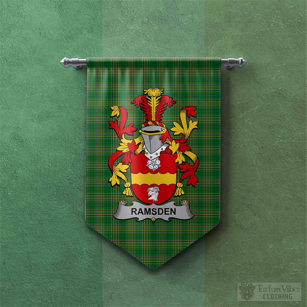 Ramsden Irish Clan Tartan Gonfalon, Tartan Banner with Coat of Arms Chevron - Tartan Vibes Clothing