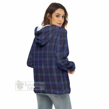 Rangers Tartan Women's Borg Fleece Hoodie with Half Zip - Tartan Vibes Clothing