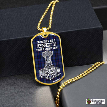 Tartan Vibes Clothing Rangers Tartan Dog Tag Necklace Viking Mjolnir Style