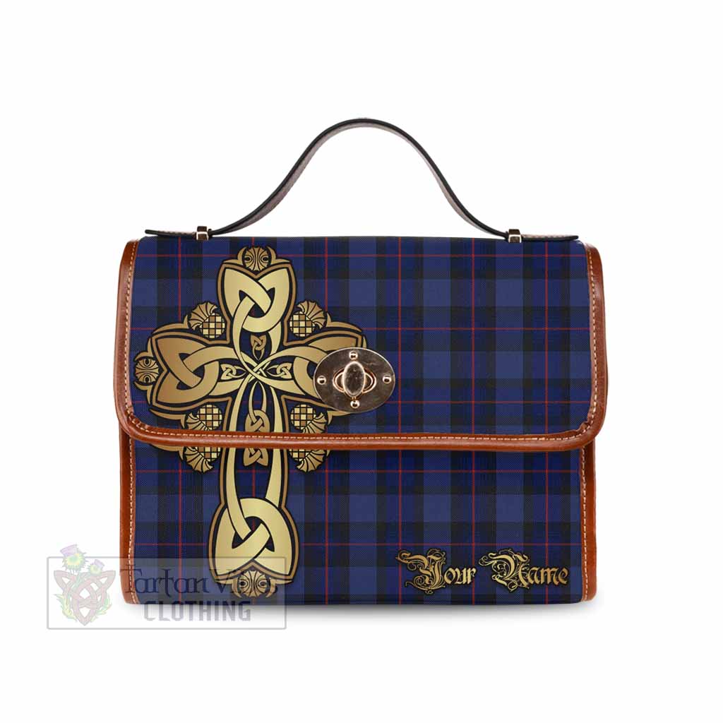 Tartan Vibes Clothing Rangers Tartan Waterproof Canvas Bag Golden Thistle Celtic Cross Style