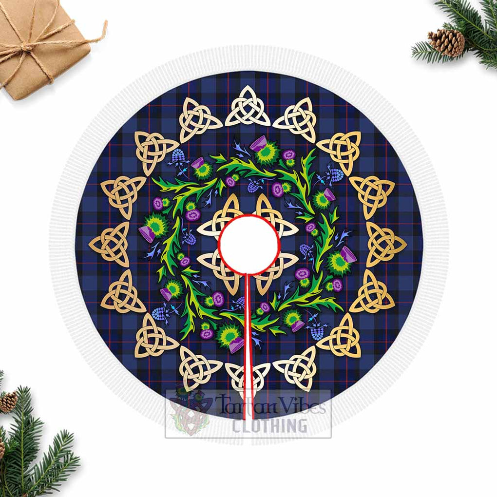 Tartan Vibes Clothing Rangers Tartan Christmas Tree Skirt with Thistle Celtic Knot Style