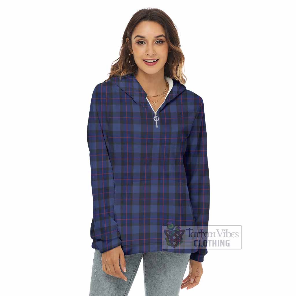 Rangers Tartan Women's Borg Fleece Hoodie with Half Zip - Tartan Vibes Clothing