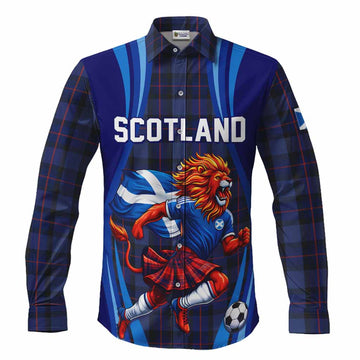 Rangers Scotland Football Tartan Long Sleeve Button Shirts Lion Mascot Go Scottish Men's Shirt S - Tartan Vibes Clothing