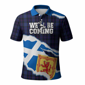 Rangers Scotland Football Tartan Polo Shirt We'll Be Coming