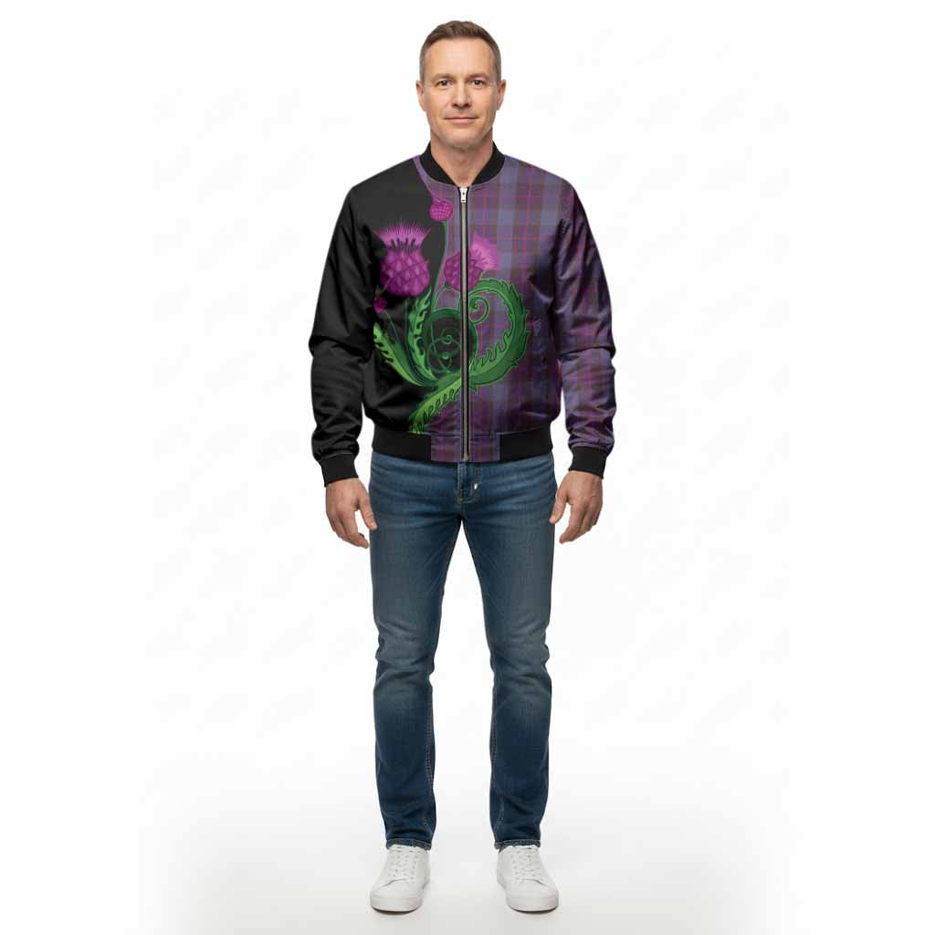 Rangers Tartan Bomber Jacket Traditional Scottish Thistle